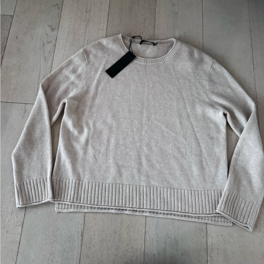 NWT Jenni Kayne Sweater Everyday Crewneck Wool Blend in Oatmeal Cream - Picture 8 of 11